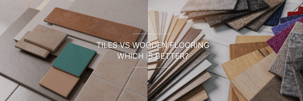 Comparison of tile and wood flooring materials and colors