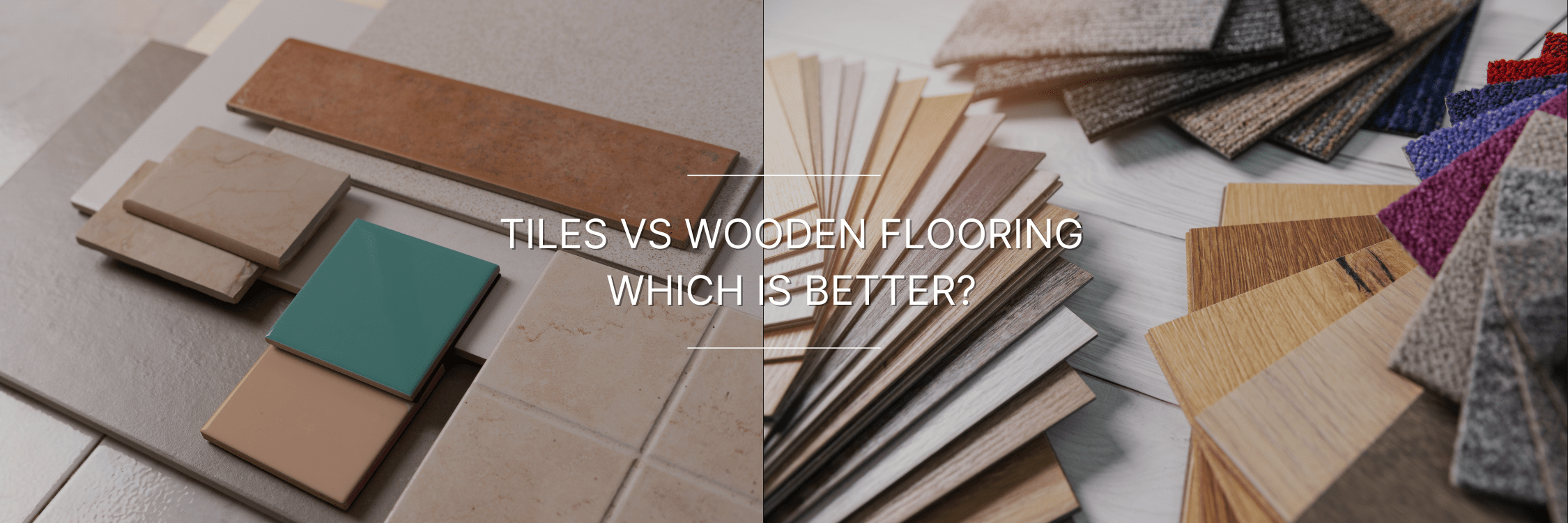 Comparison of tile and wood flooring materials and colors