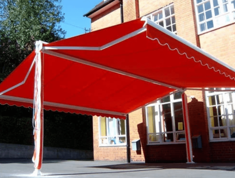 A Red Carlton Awnings in the Street