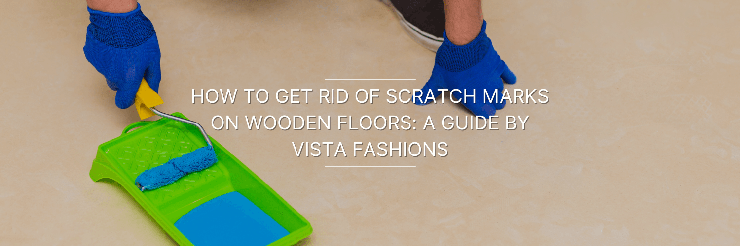 A person removing scratch marks from wooden floors