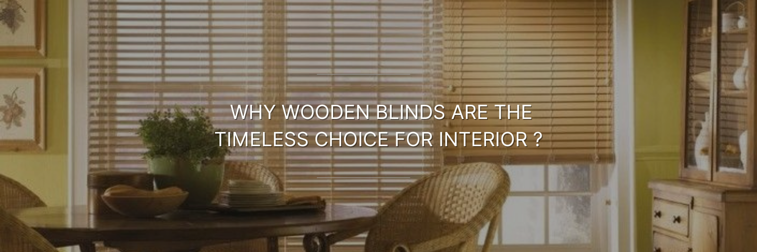 Wooden blinds in a living room