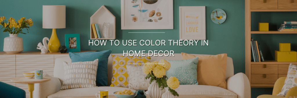 Stylishly decorated living room featuring vibrant colors, decorative pillows, and plants against a teal wall.