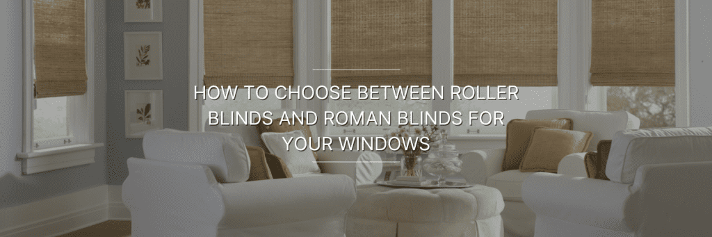 beige roller blinds in a living room