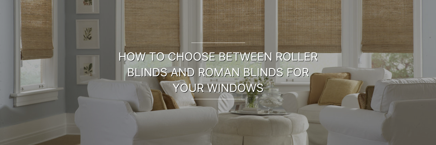 beige roller blinds in a living room