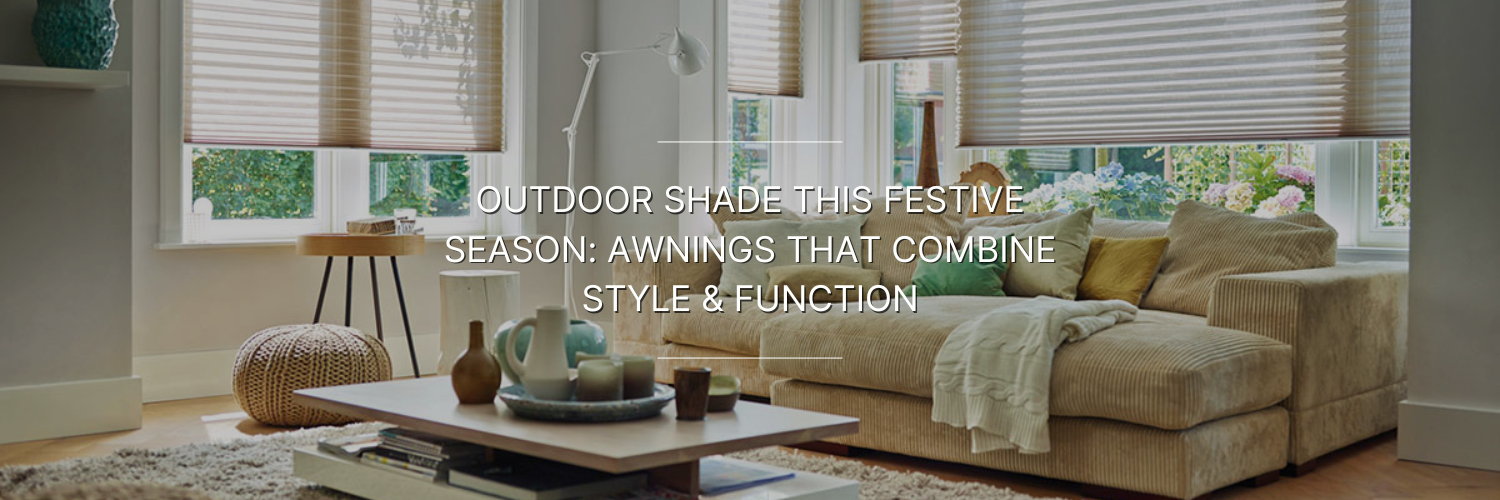 A cozy autumn inspired living room featuring light-filtering shades, a sectional sofa, decorative items, and a bright window view.