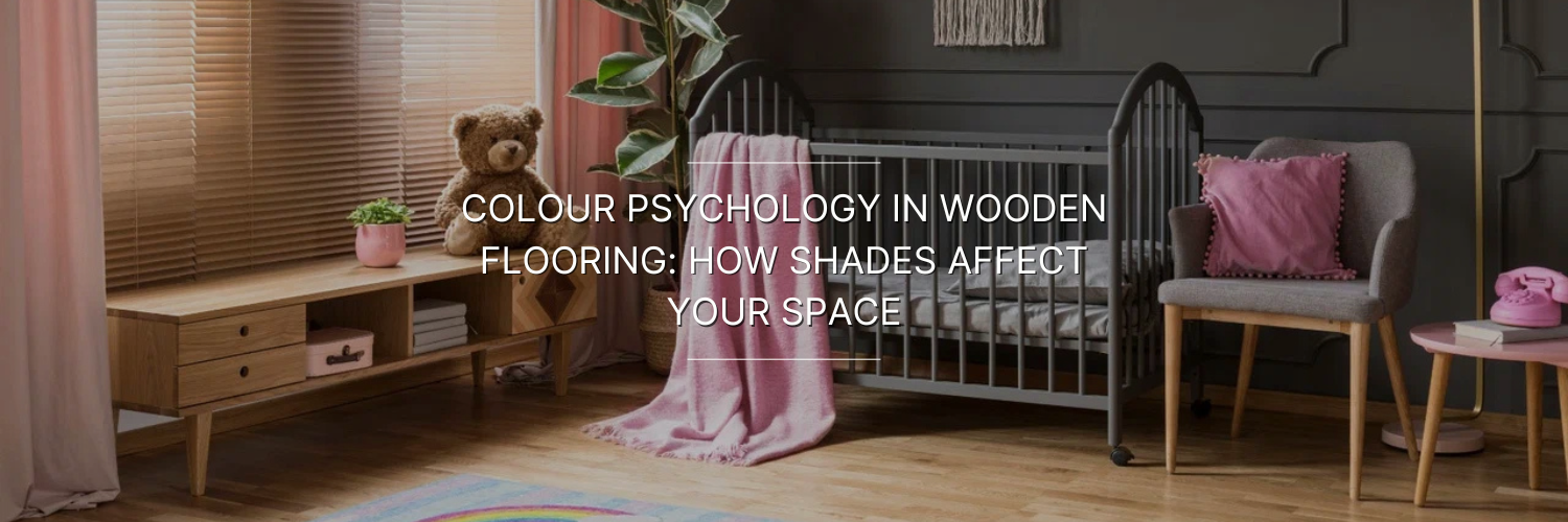 A cozy nursery featuring wooden flooring, a crib, chairs, decorative pillows, and soft lighting, illustrating color psychology in design.