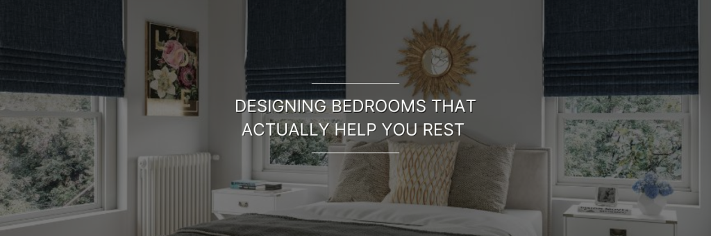 Cozy bedroom with stylish decor, featuring window treatments, a comfortable bed, and a warm atmosphere, promoting restful sleep.