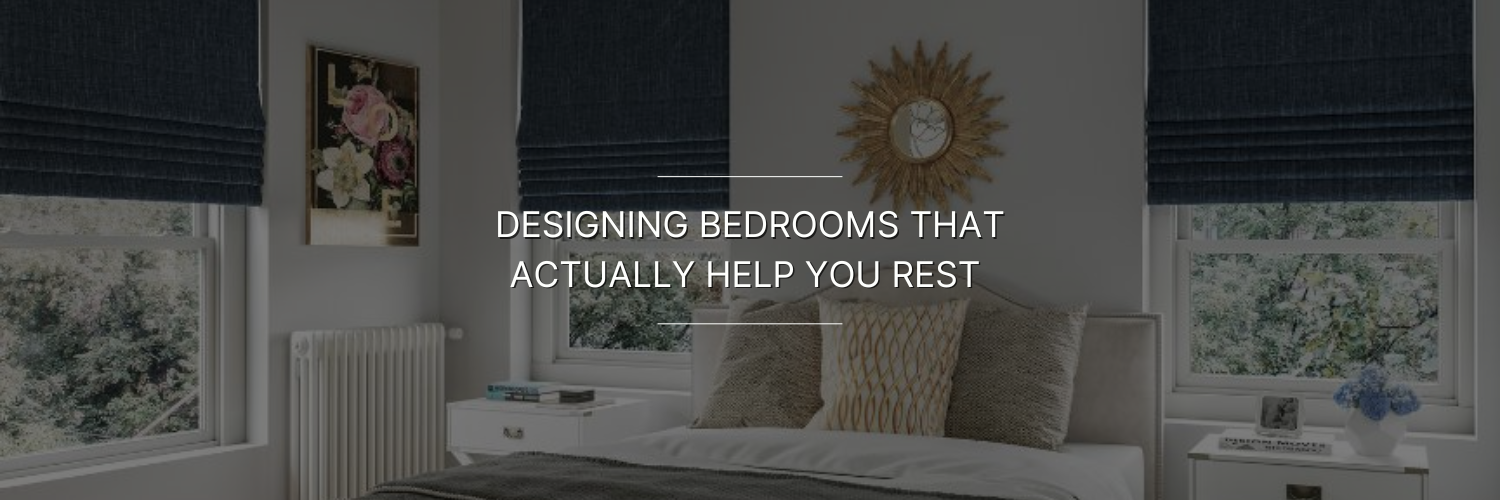 Cozy bedroom with stylish decor, featuring window treatments, a comfortable bed, and a warm atmosphere, promoting restful sleep.